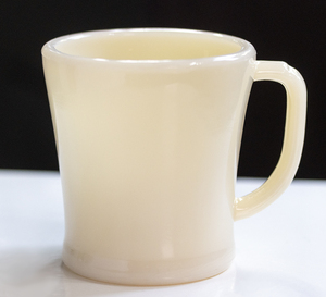 美品！ ファイヤーキング マグ アイボリー フラットボトム 耐熱 ミルクガラス コーヒー ビンテージ アンティーク ココアマグ カップ