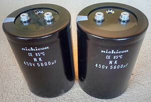 [ unused goods however junk treatment ] Nichicon made electrolysis condenser 450V 5600uF 2 pcs set 