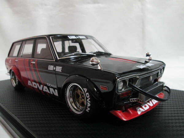 イグニッションモデル　1/18　ダットサン　ブルーバード（５１０）　ADVAN　アドバン　Wagon　Black/Red【新品】