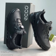 最安★ゴルフスニーカー メンズ ブラック 快適 レザー ecco デンマーク_画像1