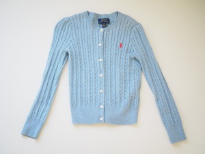 POLO RALPH LAUREN Polo Ralph Lauren * girl cable braided cardigan * light blue 120