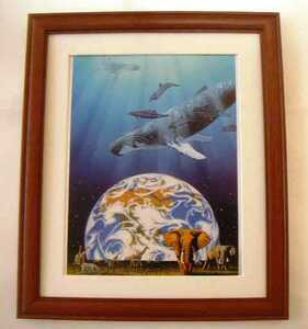 Art hand Auction Sim Schmer One Earth, One Sea mit Holzrahmen - Sofortkauf, Kunstwerk, Malerei, Andere