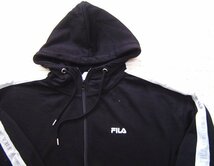 送料無料 FILA フィラ スウェット ロゴテープフルジップ パーカー パンツ 上下セット ワンポイント 裏パイル 黒 L FH8196 メンズ_画像3