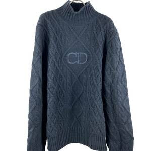 Dior (ディオール) CD Icon High Neck Intersective Weaving Knit Longsleeve Sweater (navy)