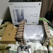 SONY PS3 本体 CECHL00 SS 80GB シルバー 箱 コントローラー コードなし 本体と箱一致 通電確認のみ PlayStation 税なし_画像1