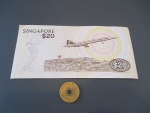 極美品+　シンガポール　1979年　コンコルド機　高額　20ドル　P-12