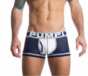 超COOL★【PUMP!】Lサイズ ネイビー 399/2 ナイロンメッシュ ローライズボクサー メンズ 男性下着 Paypay N