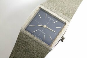 アンティーク品 LONGINES CONQUEST 手巻き スクエア型 腕時計 シルバー ブルー 文字盤 メンズ SS ロンジン コンクエスト 現状渡し品