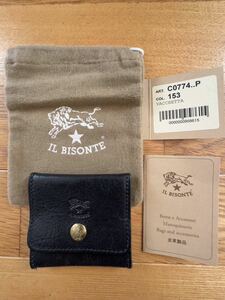 【美品】IL BISONTE イルビゾンテ コインケース C0774P ブラック 黒