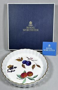 1円〜 ◆ ロイヤルウースター ROYAL WORCESTER イヴシャムゴールド / プレート 大皿 グラタン皿 金彩 金縁 / 未使用保管品 直径約23cm