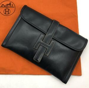 1円【極美品】HERMES エルメス ジジェPM クラッチバッグ セカンドバッグ ビジネス ボックスカーフ レザー 本革 ダークネイビー 濃紺 Hロゴ