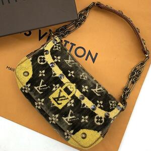 1円【極美品】LOUIS VUITTON ルイヴィトン モノグラム トロンプイユ ポシェットアクセソワール ハンドバッグ 肩がけ パイル 金具 スタッズ