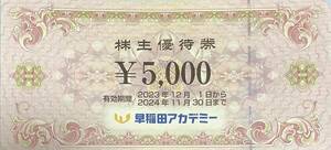 【送料無料】 早稲田アカデミー　株主優待券5000円分