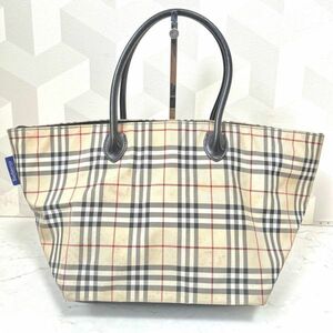 【バーバリー　ブルーレーベル】日本製 ノバチェック ナイロン 牛革 レザー　ハンドバッグ　Burberry blue label　ベージュ