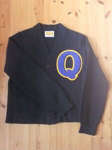 80's USA made VINTAGE SCHOOL APPAREL badge Q letter do cardigan school sweater Vintage sweater uniform badge 