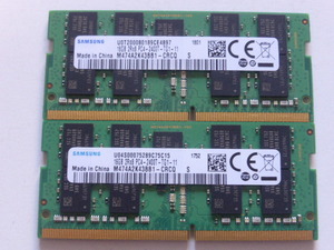 メモリ ノートパソコン用 1.20V Samsung DDR4-2400 PC4-19200 16GBx2枚 合計32GB 起動確認済みです 