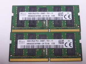  メモリ ノートパソコン用 1.20V SK hynix DDR4-2400 PC4-19200 16GBx2枚 合計32GB 起動確認済みです