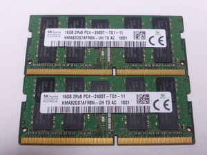 メモリ ノートパソコン用 1.20V SK hynix DDR4-2400 PC4-19200 16GBx2枚 合計32GB 起動確認済みです⑤