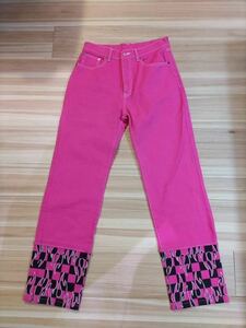  used beautiful goods X-girl X-girl pink Denim fire check pants 