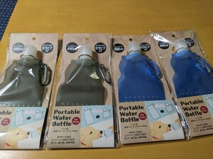 新品４個　ペット用携帯ウォーターボトル 水筒 480ml　給水器　アウトドア　