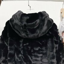 最高級ヨーロッパ製※定価10万◆ブルガリア発※RISELIN 豪華ミンク/カシミヤ混・毛皮ファーコート 極地防寒 艶 フード付き レディース M/46_画像5