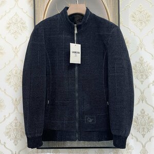 最上級EU製＆定価8万◆UABONI*Paris*ミンク/カシミヤ混・ジャケット*ユアボニ*パリ発◆厚手 防寒 裏起毛 ブルゾン 紳士 ビジネス XL/50