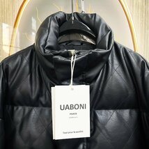 絶賛EU製＆定価17万◆UABONI*Paris*レザー・グースダウンジャケット*ユアボニ*パリ発◆牛革 防寒防風 お洒落 ライダース 革ジャン 2XL/52_画像4