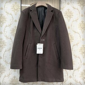 ★★定番EU製＆定価7万◆UABONI*Paris*チェスターコート*ユアボニ*パリ発◆高品質カシミヤ 厚手 防風 防寒 テーラードジャケット 無地 XL