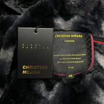 定価8万★christian milada・ミラノ発・ジャケット★ミンク/カシミヤ混 厚手 高級 裏起毛 総柄 ブルゾン アウター ビジネス 通勤 2XL/52_画像10