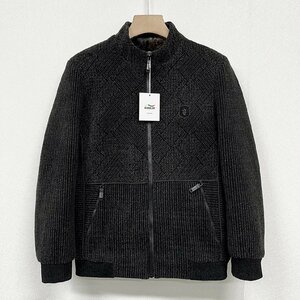 定番ヨーロッパ製※定価5万◆ブルガリア発※RISELIN ミンク/カシミヤ混・ジャケット 防寒 厚手 柔らかい ブルゾン アウター 紳士 M/46