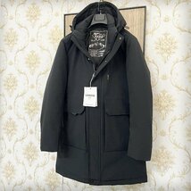 ★逸品EU製&定価11万◆UABONI*Paris*ダウンジャケット*ユアボニ*パリ発◆グースダウン90％ 暖かい 無地 ロング丈 ビジネス フード脱着可 XL_画像10