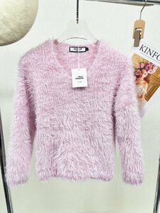 高級ヨーロッパ製※定価5万◆ブルガリア発※RISELIN セーター ミンク/カシミア混 ニット キラキラ Ⅴネック かわいい レディース M/46