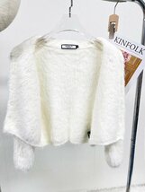 絶賛ヨーロッパ製※定価5万◆ブルガリア発※RISELIN 高級ミンク/カシミヤ混・カーディガン ふわふわ パール ニット 華やか かわいい L/48_画像3