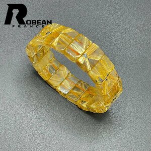 上品 EU製 定価13万円★ROBEAN・太陽花タイチンルチルバングル★黄金針水晶 ゴールド ブレスレット パワーストーン 17.6*6.8mm 1001G1463