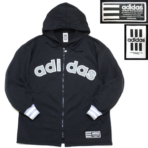 90's 黒ボディ! adidas ビンテージ レアモデル☆ ビッグロゴ ハーフ丈 ジャージ パーカー ♪デサント atp ジャケット 西ドイツ ventex 80s