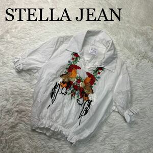 STELLA JEAN ステラジーン ブラウス 半袖 ホワイト 刺繍 花 鳥 サイズ40