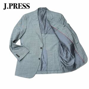 J.PRESS ジェイプレス テーラードジャケット グレー チェック 赤ステッチ 3B M相当