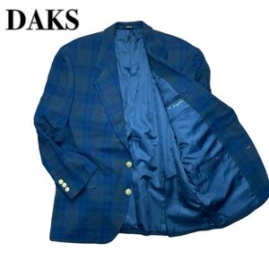 DAKS ダックス テーラードジャケット ウール チェック 金ボタン L相当 グリーン緑