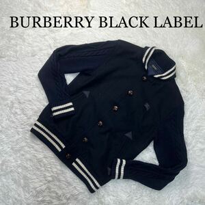 BURBERRY BLACK LABEL バーバリーブラックレーベル ブルゾン ジャケット ニット アウター 上着 ネイビー サイズ2