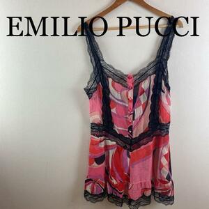 EMILIO PUCCI топ pchi рисунок гонки M розовый шелк .