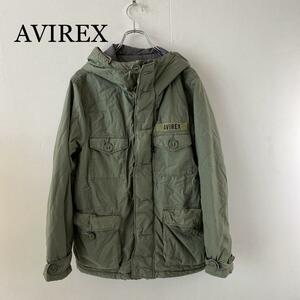 AVIREX Avirex cotton inside coat with a hood khaki M size 