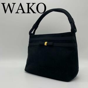 WAKO ワコー ミニトートバッグ ブラック リボン