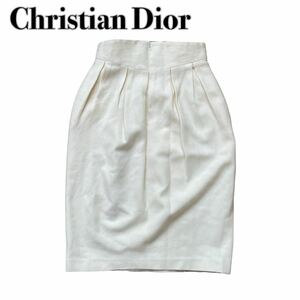 Christian Dior ディオール タイトスカート クリーム色ウール S