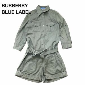 BURBERRY BLUE LABEL バーバリーブルーレーベル オールインワン サロペット グレー ノバチェック 36 S三陽商会