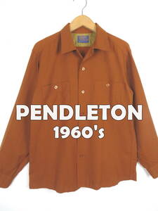 60s ペンドルトン ★ ケアタグ付き オープンカラー サマーウール シャツ M ★ PENDLETON USA製表記なし ヴィンテージ 開襟 薄手 メンズ