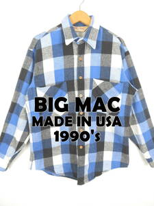 80s BIG MAC ★ USA製 ブロックチェック ヘビー ネルシャツ M ★ ビックマック アメリカ製 バッファローチェック 厚手 ヘビネル ビンテージ