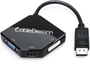 DisplayPort HDMI VGA DVI 変換 アダプター 最大解像度1920X1080P対応 DP CableDeconn HDMI VGA DVI 変換ケーブル 3in1 多機能 I47