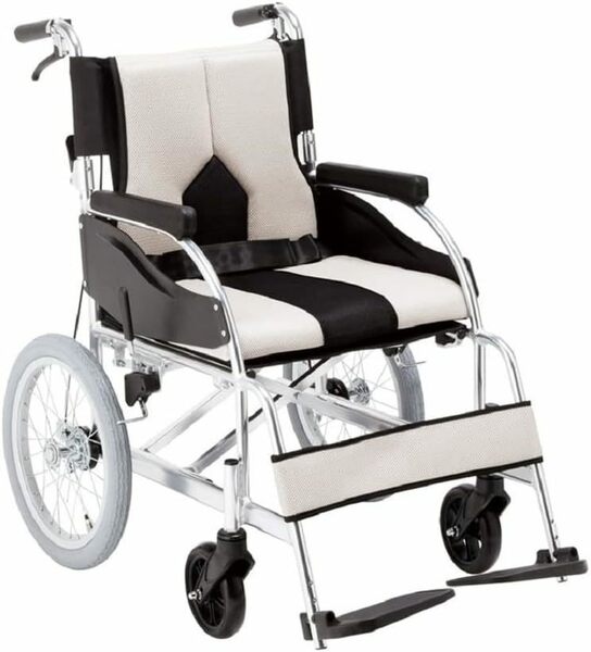 送料無料！新品未使用 車椅子 介助式 ライトグレー 介護用品 背折れ 折りたたみ エアタイヤ