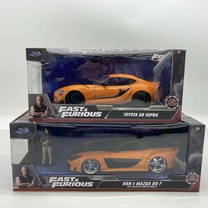 (20410)∞ Jada ワイスピ ミニカー2点セット ハン マツダ RX-7 1/24 フィギュア付き/トヨタ GR スープラ 1/24/ワイルド・スピード/中古品