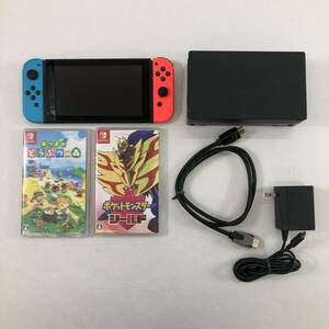 (23794)〓【1円～】Nintendo Switch本体 + ソフト2本セット 【HAC-001(-01)/ポケットモンスター シールド/あつまれどうぶつの森】 中古品